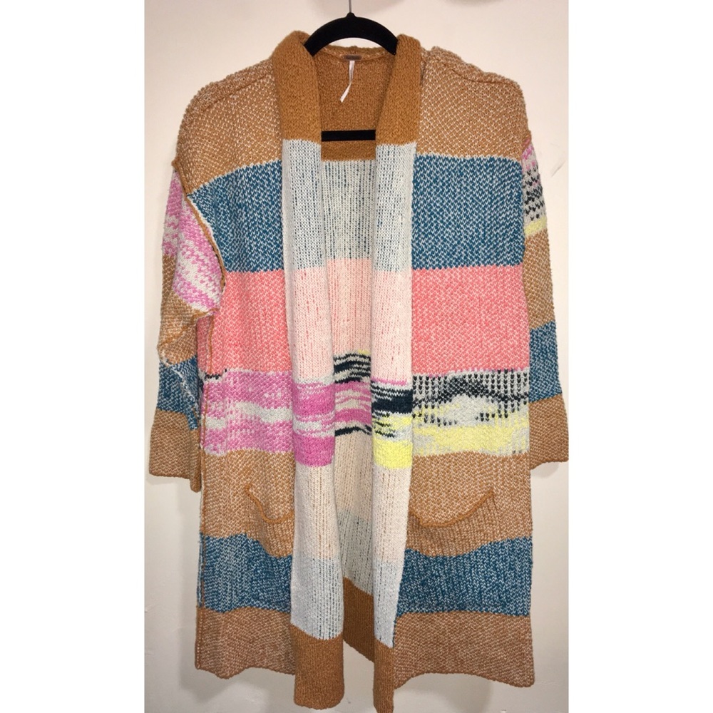 Free people technicolor knit cardigan